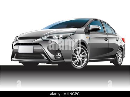 Auto Limousine grau auf weißem Hintergrund Vector Illustration. Stock Vektor