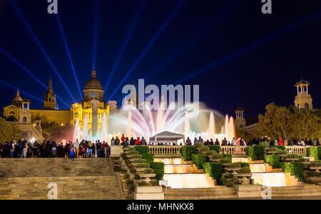 Der Magische Brunnen von Montjuic in Barcelona, Spanien Stockfoto