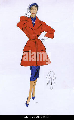 Fashion Plate - 1950er - Französisch - Damenkostüm Stockfoto