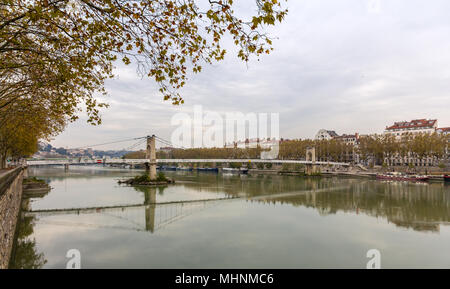 Passerelle du College, eine Fußgängerbrücke in Lyon - Frankreich Stockfoto