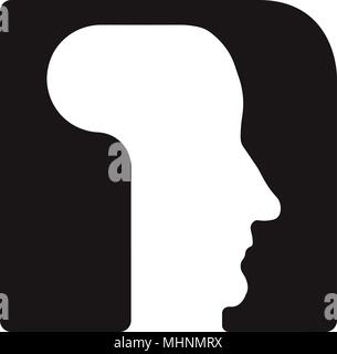 N n-Logo Logo - Englischer font Großbuchstaben-menschliche Gesichter der Cyborg Roboter, für Computer, Wissenschaft etc., retro style. Stock Vektor