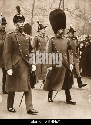 Beerdigungsprozession Earl Haig, Prinz von Wales, Herzog von York Stockfoto