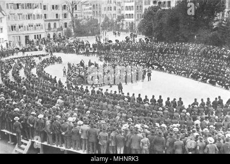 Die Schweiz. Ein kantonales Parlament; in der Open Air 1900 alten, antiken Drucken Stockfoto