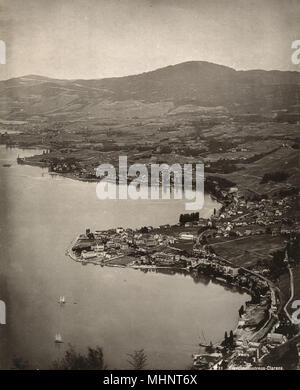 Vogelperspektive auf Montreux, Schweiz - Genfer See Stockfoto