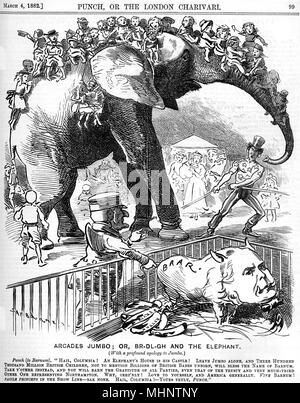 Jumbo der Elefant gegen Charles Bradlaugh Stockfoto