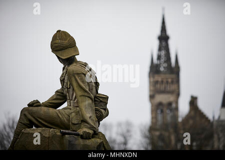 Glasgow in Schottland, das Denkmal für die Highland Leichte Infanterie, Kelvingrove Park Stockfoto