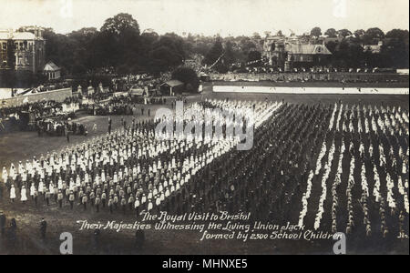 Königlicher Besuch von König George V. und Königin Mary nach Bristol Stockfoto