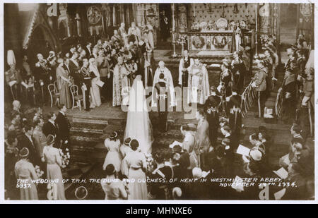 Hochzeit des Herzogs von Kent und Prinzessin Marina von Griechenland Stockfoto