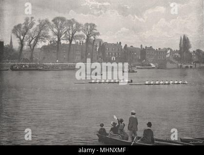 Die Oxford und Cambridge Boat Race. Auf der Themse. London 1900 alten Drucken Stockfoto