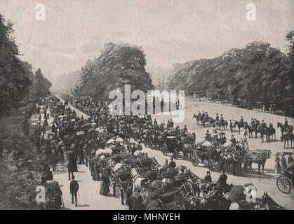 Die Antriebs- und Rotten Row, Hyde Park. London 1896 alte antike Bild drucken Stockfoto