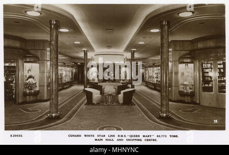 RMS Queen Mary, Cunard White Star Line, Haupthalle Stockfoto