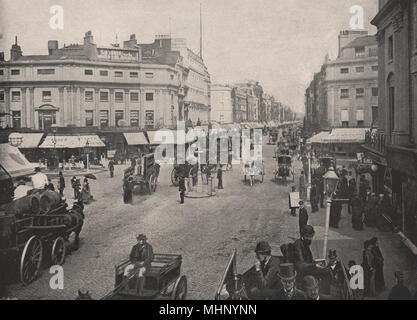 Oxford Circus und Regent Street, East suchen. London 1896 alten, antiken Drucken Stockfoto