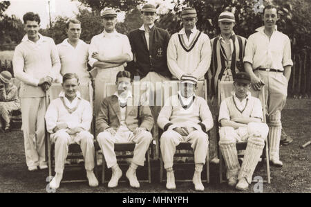 Gruppenfoto, Cricket Club Spieler. Datum: 1932 Stockfoto