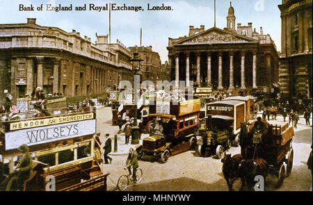 Bank of England und der Royal Exchange, London Stockfoto