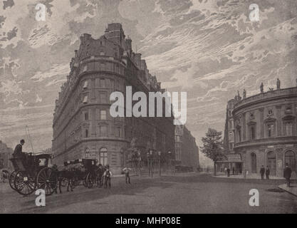 Das Hôtel Métropole und Northumberland Avenue. London 1896 alten, antiken Drucken Stockfoto