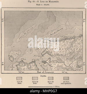 Sao Luiz de Maranhão. Maranhão. Brasilien 1885 alte antike vintage Karte plan plan Stockfoto