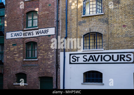 Shad Thames historischen Warehouse Bereich für modernes Leben, Bermondsey, Stadtteil Southwark, London, England, Großbritannien Stockfoto