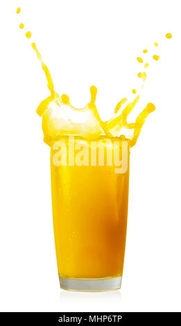 Spritzer Orangensaft im hohen Glas Stockfoto