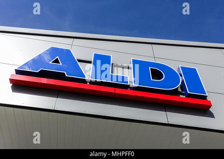 Aldi-Logo, Zeichen, Supermarkt, Deutschland Stockfoto