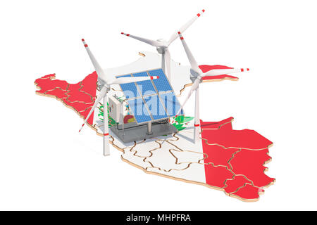 Erneuerbare Energien und nachhaltige Entwicklung in Peru, Konzept. 3D-Rendering Stockfoto