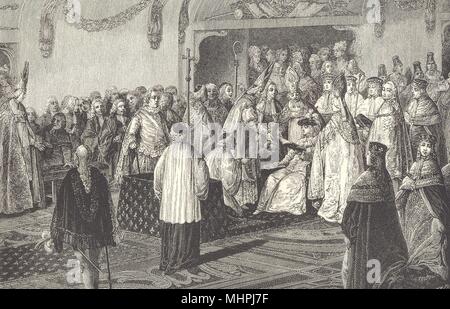 18. JAHRHUNDERT FRANKREICH. Louis XVI. Die Krönungseid; nach Moreau 1876 Stockfoto