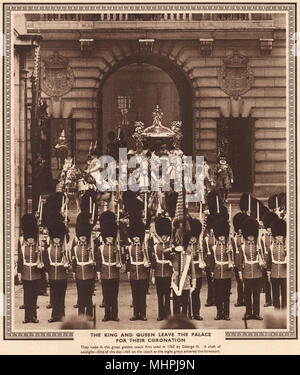Krönung 1937. King George VI and Queen Elizabeth verlassen Buckingham Palace 1937 Stockfoto