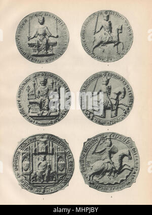 Dichtungen der englischen Könige. Henry III 1243. Edward I 1276. Edward III 1340-1372 1907 Stockfoto