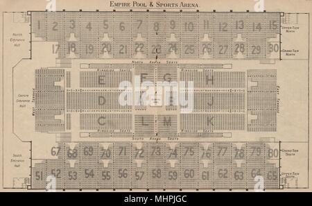 EMPIRE POOL & SPORTS ARENA. Vintage Sitzplan. Boxring. London 1936 Stockfoto