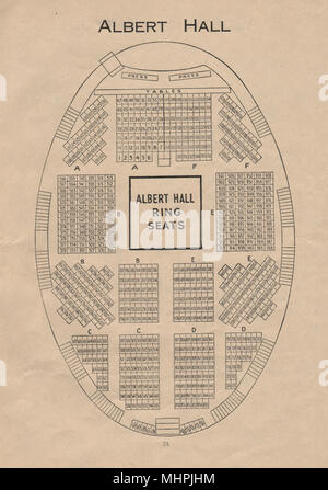 ROYAL ALBERT HALL. Vintage Sitzplan. Ring Sitze. London. Konzert 1936 Stockfoto