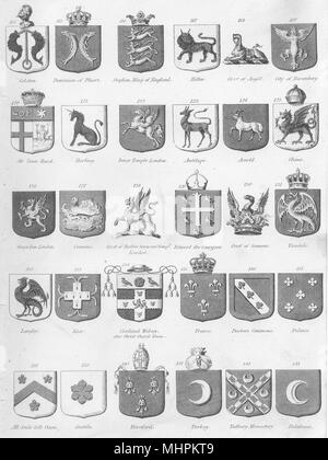 PEERS. Heraldik (4) 1880 alte antike vintage Bild drucken Stockfoto