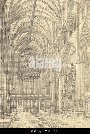 Mittelalterliche LONDON. Old St. Paul's Kathedrale. Das östliche Ende 1923 Vintage Print Stockfoto