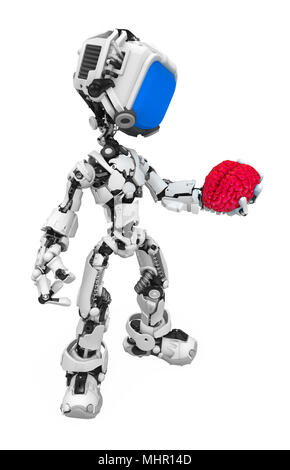 Kleine 3d-Roboter Abbildung, über Weiß, isoliert Stockfoto