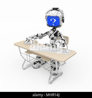 Kleine 3d-Roboter Abbildung, über Weiß, isoliert Stockfoto