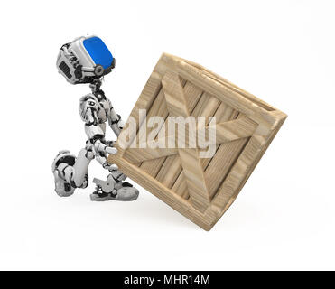 Kleine 3d-Roboter Abbildung, über Weiß, isoliert Stockfoto