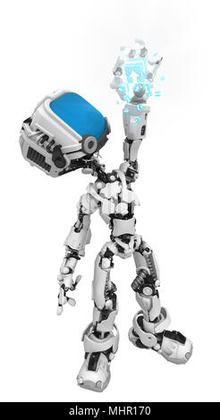 Kleine 3d-Roboter Abbildung, über Weiß, isoliert Stockfoto