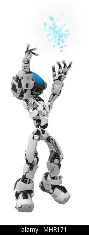 Kleine 3d-Roboter Abbildung, über Weiß, isoliert Stockfoto