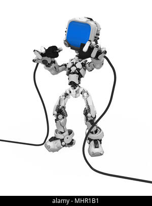 Kleine 3d-Roboter Abbildung, über Weiß, isoliert Stockfoto