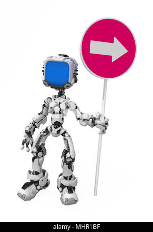 Kleine 3d-Roboter Abbildung, über Weiß, isoliert Stockfoto