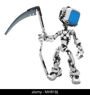Kleine 3d-Roboter Abbildung, über Weiß, isoliert Stockfoto
