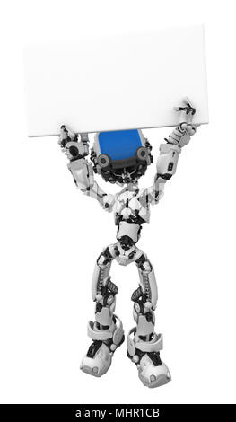 Kleine 3d-Roboter Abbildung, über Weiß, isoliert Stockfoto