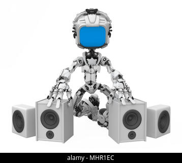 Kleine 3d-Roboter Abbildung, über Weiß, isoliert Stockfoto