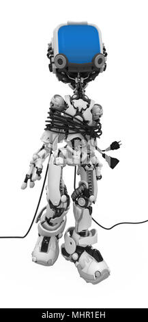 Kleine 3d-Roboter Abbildung, über Weiß, isoliert Stockfoto