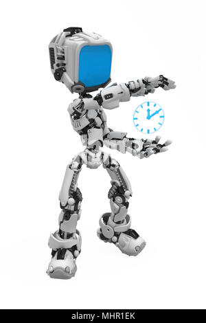 Kleine 3d-Roboter Abbildung, über Weiß, isoliert Stockfoto