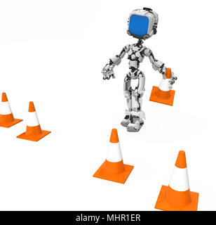 Kleine 3d-Roboter Abbildung, über Weiß, isoliert Stockfoto