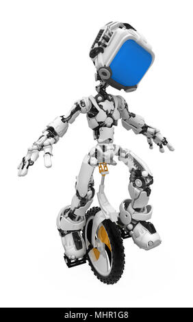 Kleine 3d-Roboter Abbildung, über Weiß, isoliert Stockfoto