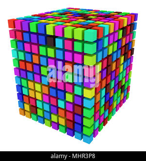 Abstrakten 3D-Würfel aus vielen kleineren Farbige Stockfoto