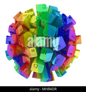 Kugel aus Computer Tastatur, über Weiß, isoliert Stockfoto