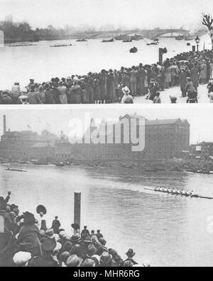 LONDON. Varsity University Boat Race. Oxford Cambridge. Start und Ziel 1926 Stockfoto