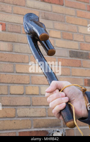 Männliche Hand mit einem Shillelagh Stockfoto