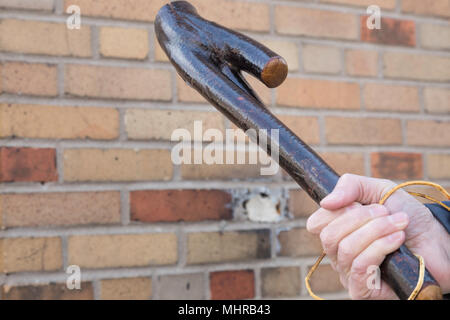 Männliche Hand mit einem Shillelagh Stockfoto